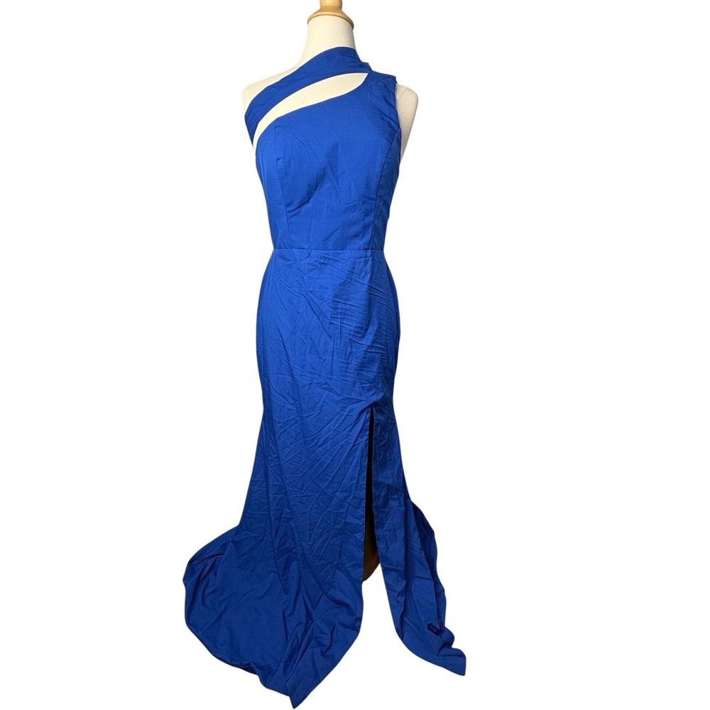 Ryanth Blue One Shoulder Formal Gown Corset Back Slit‎ Prom Dress Size 8 NWT